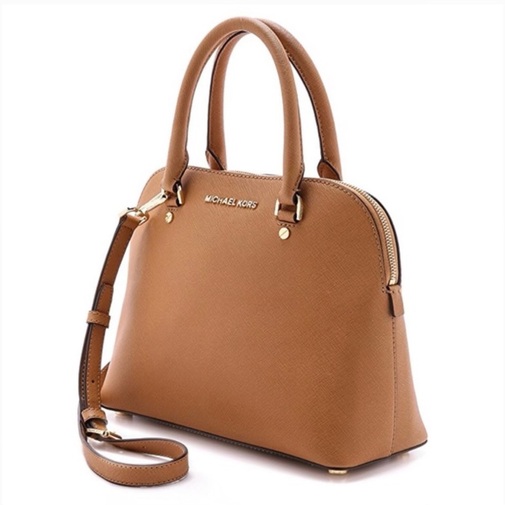 Michael Kors Cindy Dome Large Satchel in Luggage Saffiano Leather